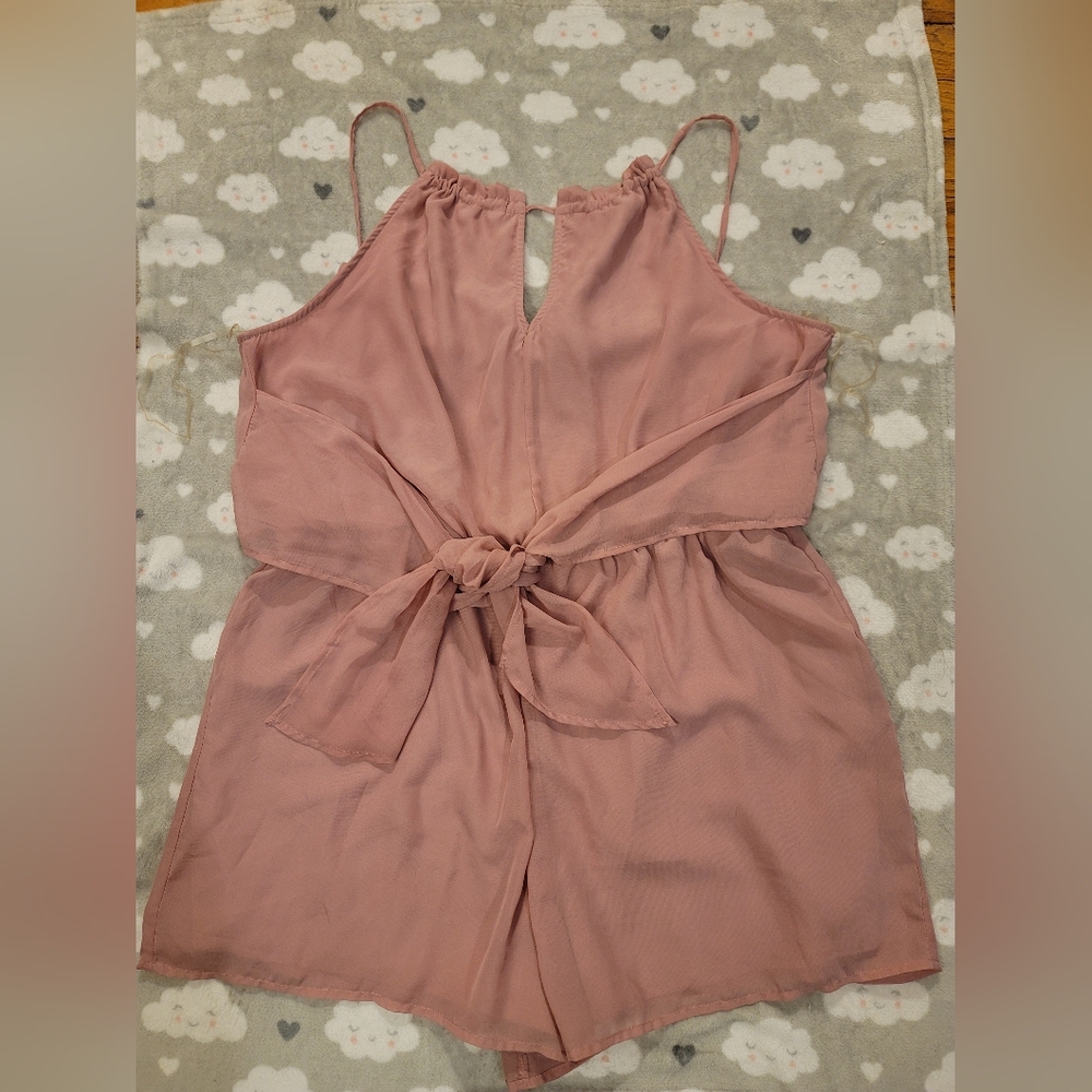 No Boundries Women's Mauve Sleeveless Jumpsuit with Bow Detail XXL